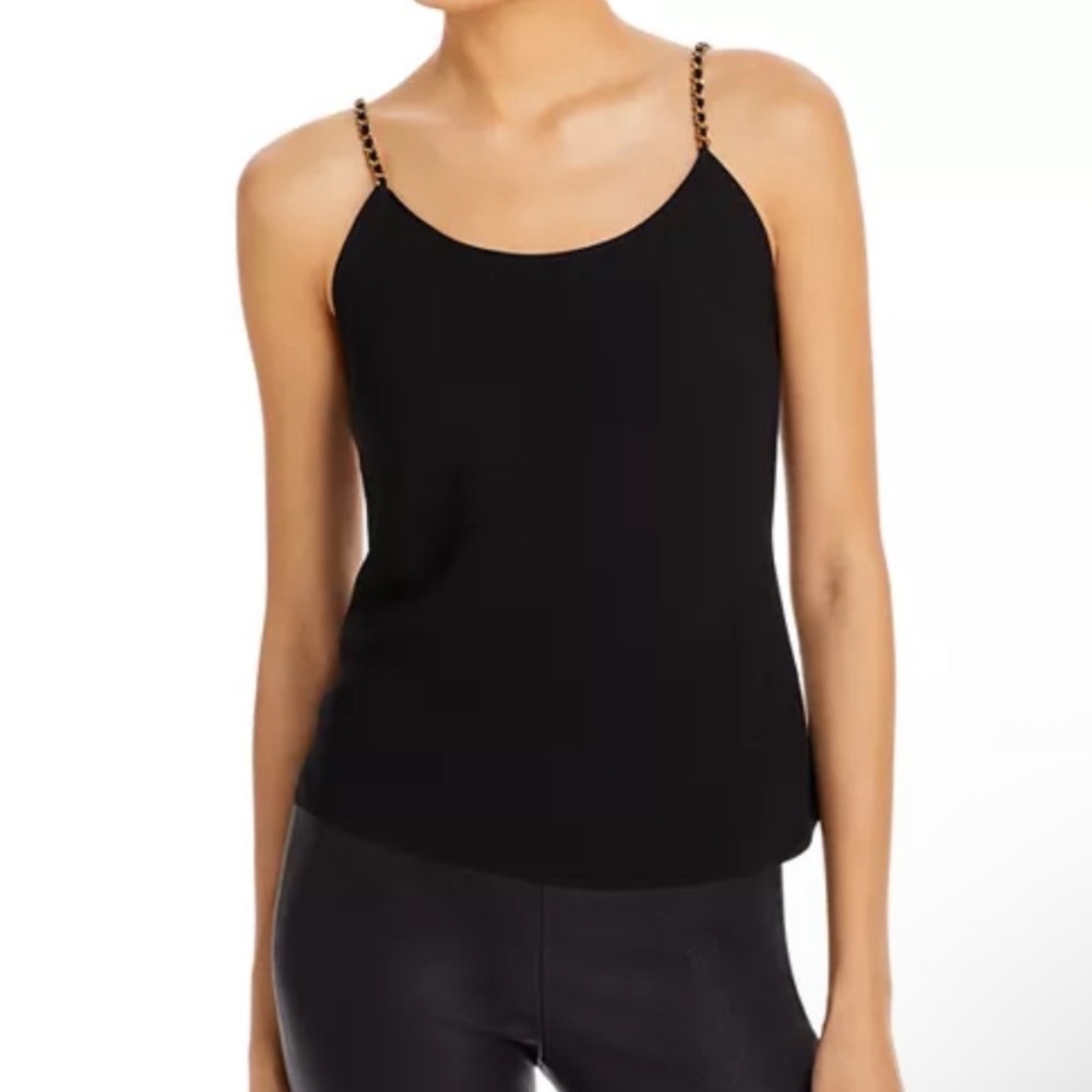 ANINE BING Chelsea Chain strap Tank Top In Black Size Medium NWT‎ Satin